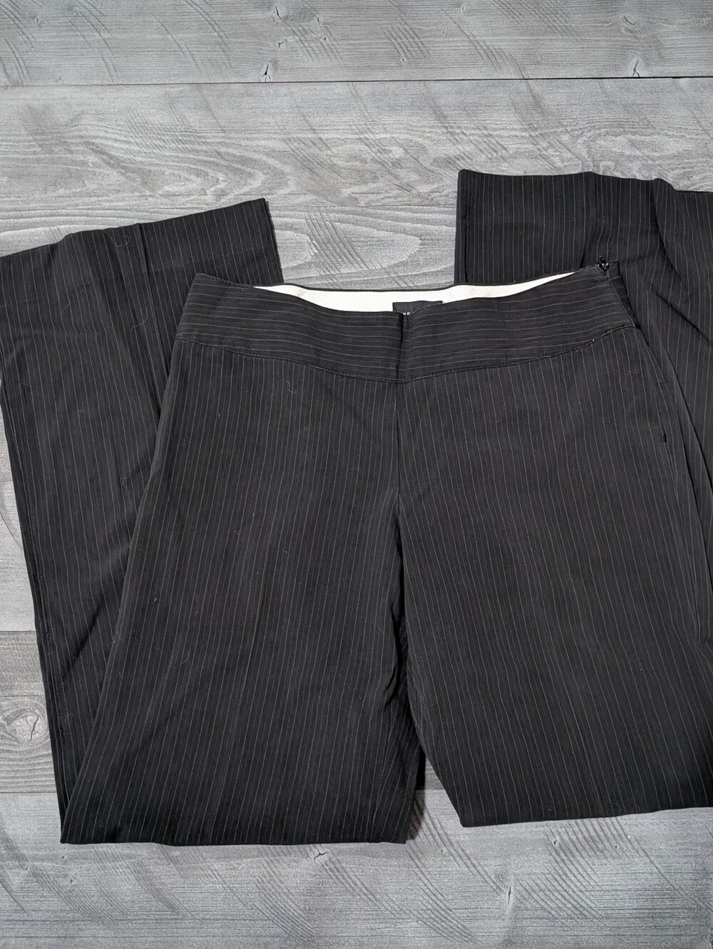 The Limited Black Pinstripe Straight-Leg Dress Trousers Size 6 Cassidy Fit